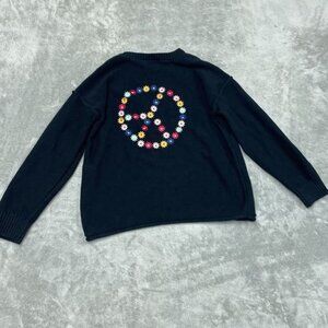 I Am Peace Crewneck Sweater Floral Peace Embroidery M a0230